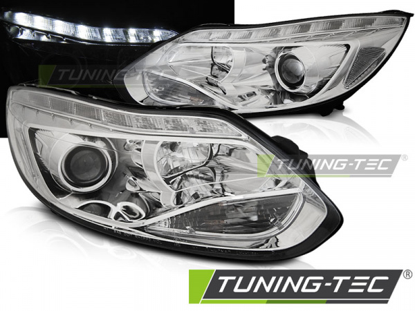 LED Tagfahrlicht Design Scheinwerfer für Ford Focus MK3 3/5 Türer 11-14 chrom